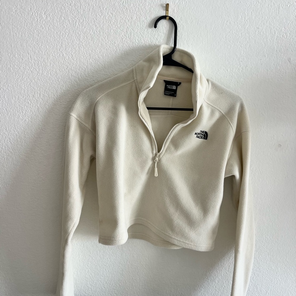 The North Face Cream Half-Zip Cropped Fleece Pullover